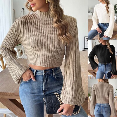 Women's Short Exposed Top Woven Sweater European And America