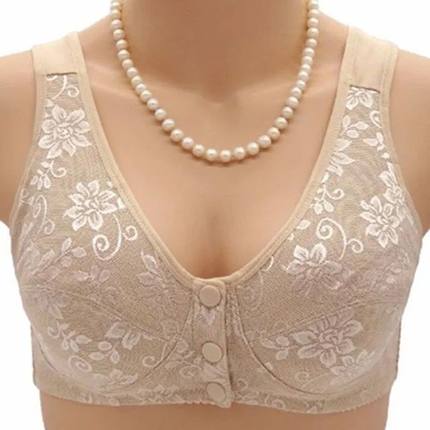 Women Front Button Bra Large Size Brassiere Mother's Cotton