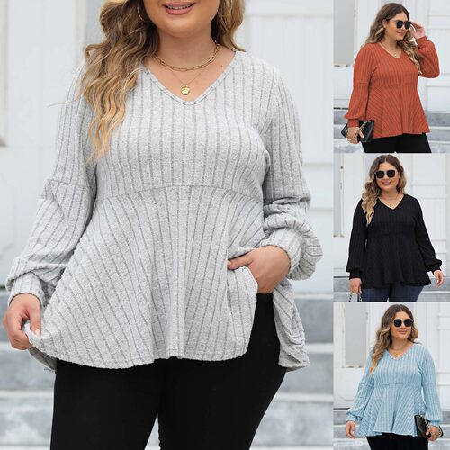 Women's Top欧美plus Size Women's Spring/autumn Doll Dress V-