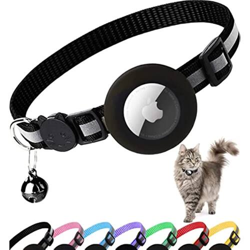 Reflective Breakaway Airtag Cat Collar 0.4Inch Adjustable wi