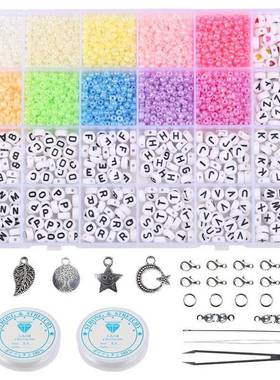 Glass Seed Letter Beads Set Box For Bracelet Jewelry Making