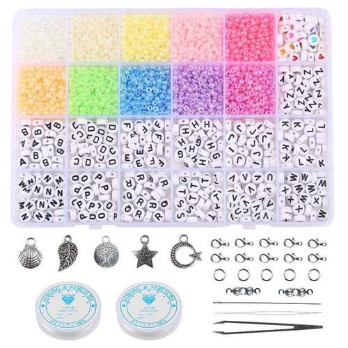 Glass Seed Letter Beads Set Box For Bracelet Jewelry Making