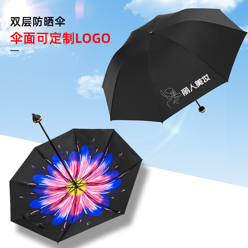 高颜值防晒超强防紫外线双层太阳伞黑胶晴雨两用雨伞遮阳伞upf50