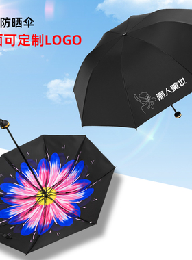 高颜值防晒超强防紫外线双层太阳伞黑胶晴雨两用雨伞遮阳伞upf50