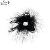 Sundyhoney魅力羽毛抓夹轻熟时尚 感发抓都市风潮款 发饰造型夹子