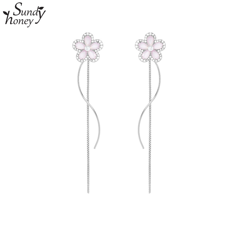 Sundyhoney耳钉甜蜜水钻流苏潮款