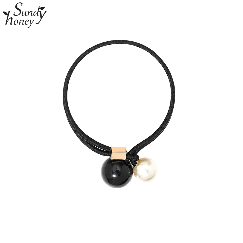 Sundyhoney丸子头珍珠头绳女2025新款高端橡皮筋扎马尾高弹力发绳