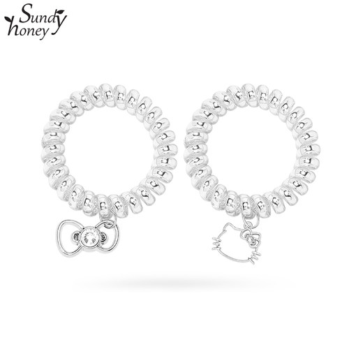 SundyHoney透明正版KT猫电话绳简约无痕日常高弹力耐用头绳发绳女