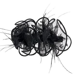 Sundyhoney翎翼网纱花朵弹簧夹清雅时尚横夹羽毛缀饰氛围感发饰