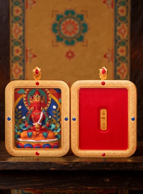 手绘朱砂八大守护手绘描金唐卡