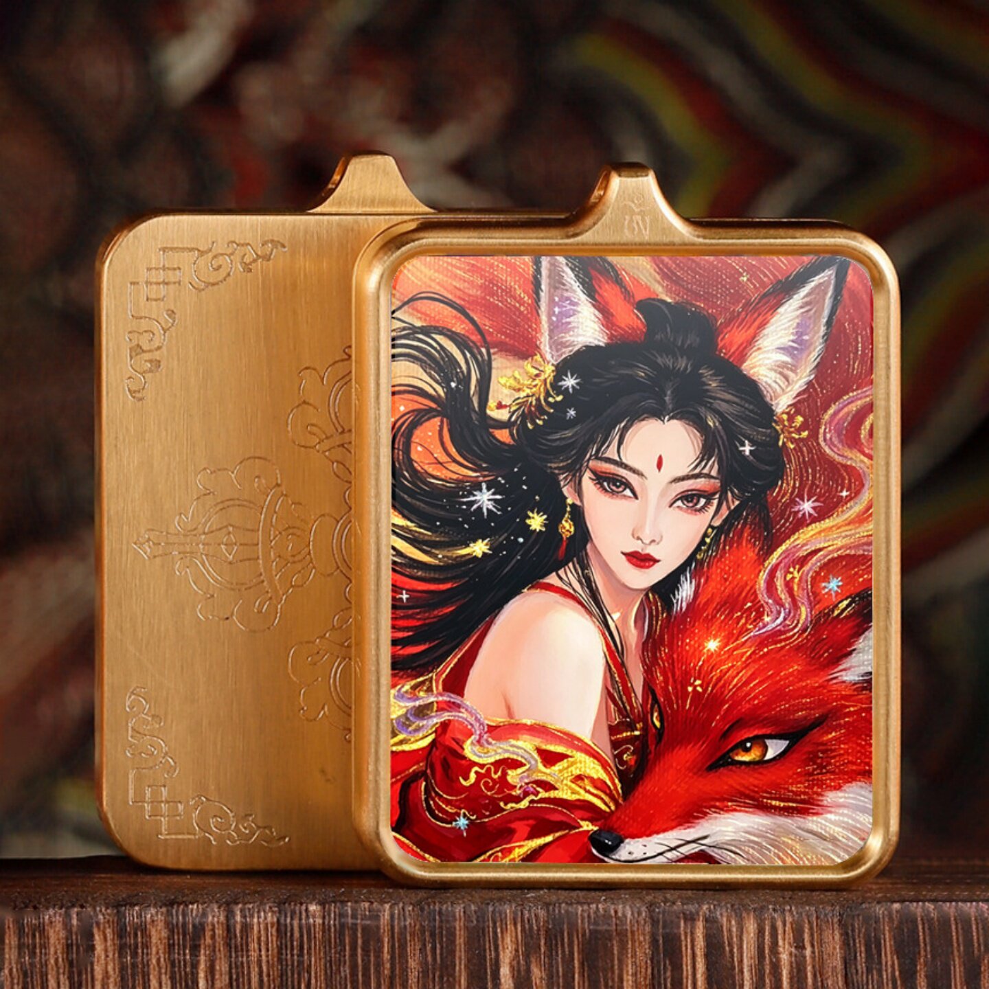 藏式钛钢唐卡手绘描金吊坠女款