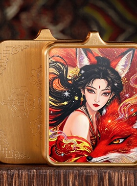 藏式钛钢唐卡手绘描金吊坠女款