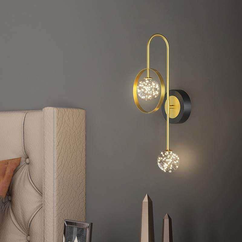 轻奢水晶壁灯卧室床头灯现代简约网红客厅背景墙壁灯北欧小吊.