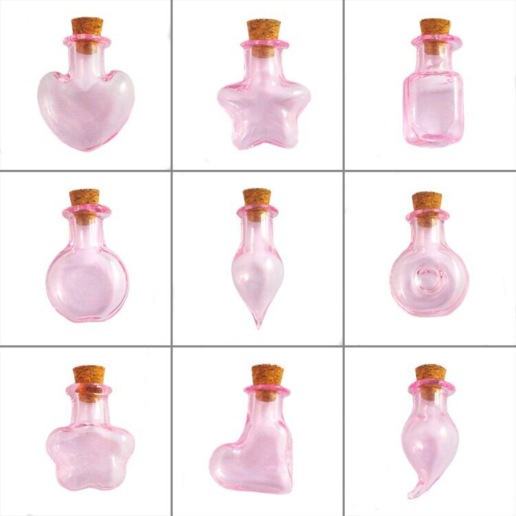 厂家直销粉色玻璃小瓶DIY