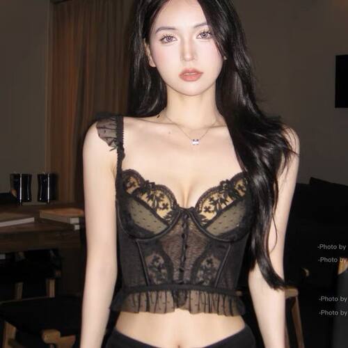 法式少女风俏皮短胸衣 刺绣蕾丝性感超薄杯浪漫文胸套装