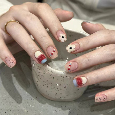 好事花生撞色美甲贴片