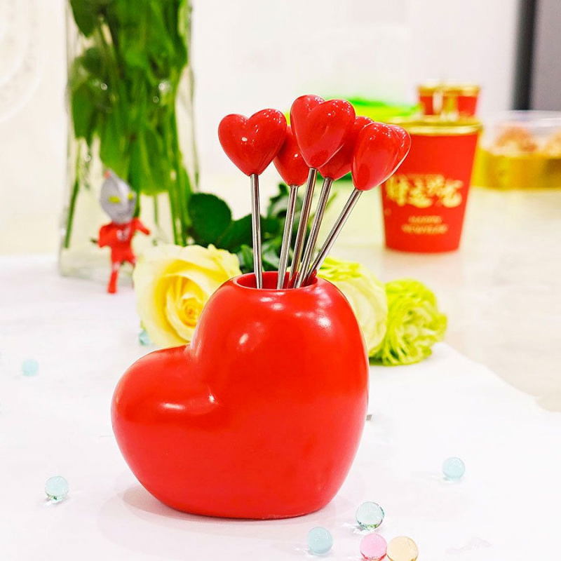 爱心水果叉创意不锈钢套装