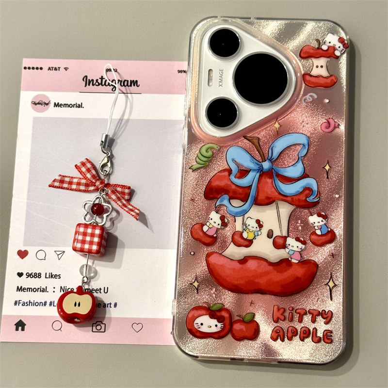 可爱旋转苹果kitty适用华为mate60pro手机壳蝴蝶结挂件Pura70pro苹果16pm少女15新款P70+创意防摔保护壳双层,3C数码配件,手机保护套/壳,淘宝优惠券,粉丝福利购,淘宝优惠卷