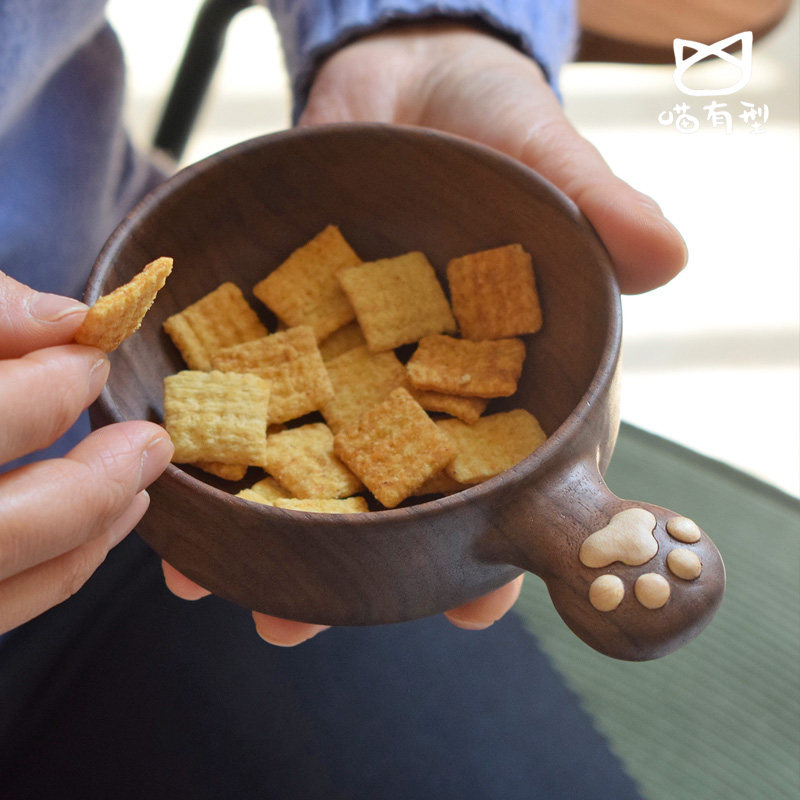 喵有型可爱猫爪木碗水果日式沙拉坚果碗小清新黑胡桃木,餐饮具,碗,淘宝优惠券,粉丝福利购,淘宝优惠卷