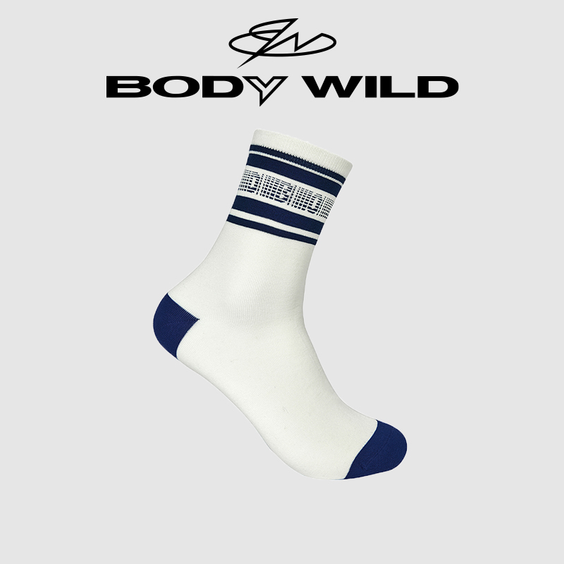 BODYWILD宝迪袜子字母印花中筒袜休闲袜棉质男生百搭运动ZBN94YL2