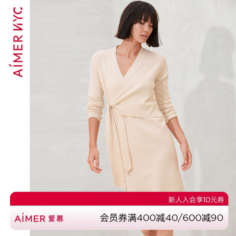 爱慕NYC长袖中长睡裙女春秋家居服可外穿AN440351图片
