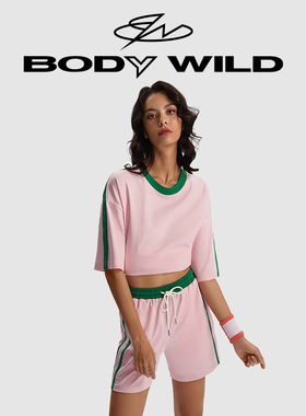BODYWILD 复古运动圆领拼接短袖上衣ZBN41EH3
