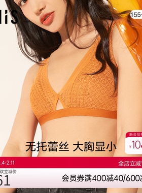 爱美丽IMIS内衣无钢圈大胸显小性感蕾丝 4/4薄款文胸IM17BDN1