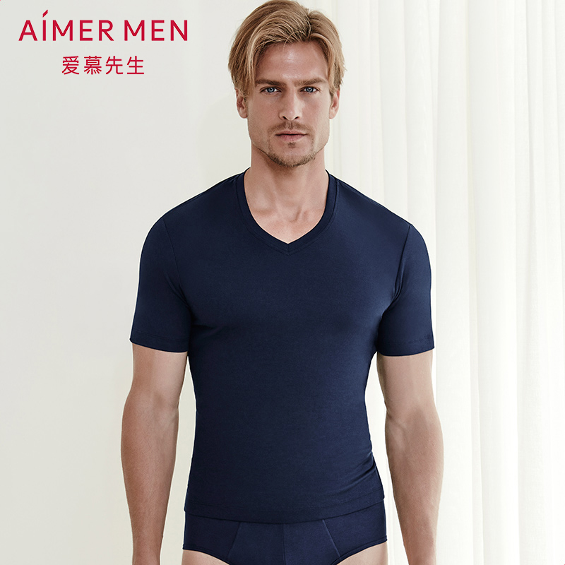 Aimer men爱慕先生棉质短袖上衣男士半袖NS12P91