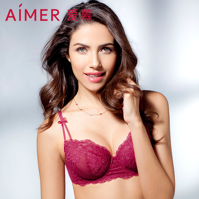 爱慕内衣本命年红色蕾丝性感文胸