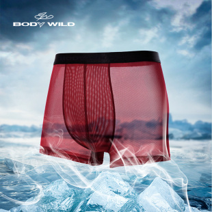 短裤 四角裤 男轻薄网纱透气中腰平角裤 爱慕旗下BODYWILD内裤