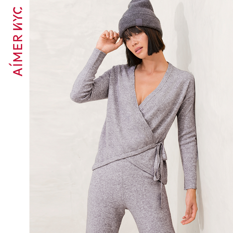 nyc睡衣斜襟上衣睡衣睡裤套装