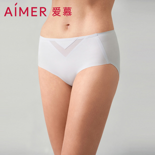 3条179元|「氧气贴贴」爱慕内裤女净痕抗菌棉底裆中腰平角裤内裤
