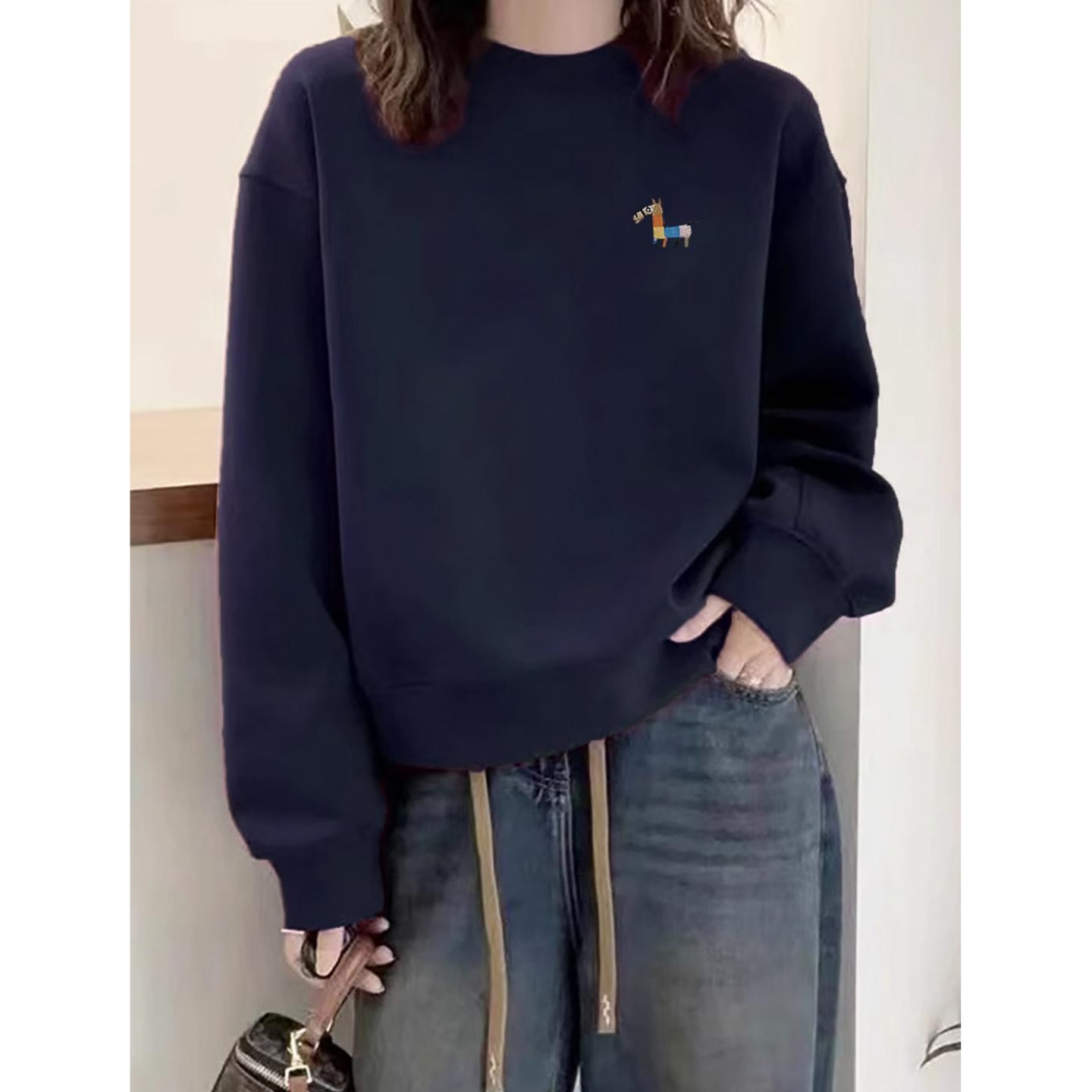 小众短款卫衣女装2025新款秋冬欧货无帽小个子外套洋气印花上衣潮