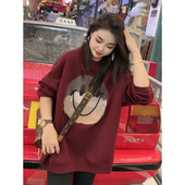 韩版 百搭洋气宽松显瘦套头上衣潮 卫衣女秋季 时尚 笑脸字母印花长袖