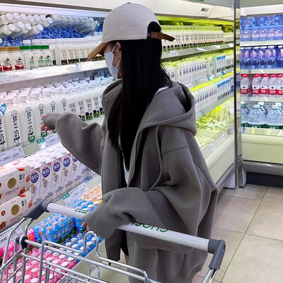 2025新款爆款连帽卫衣外套女春秋款宽松遮肚子显瘦拉链开衫上衣潮