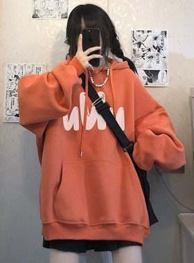 素手挽歌加厚宽松纯棉连帽卫衣