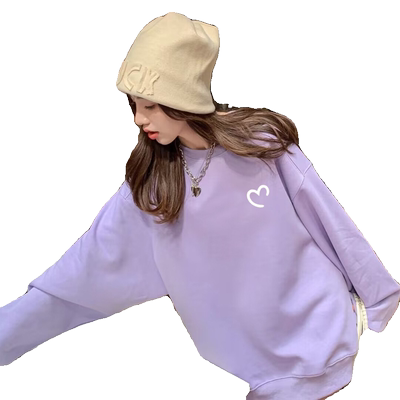 香芋紫加绒oversize中长款卫衣