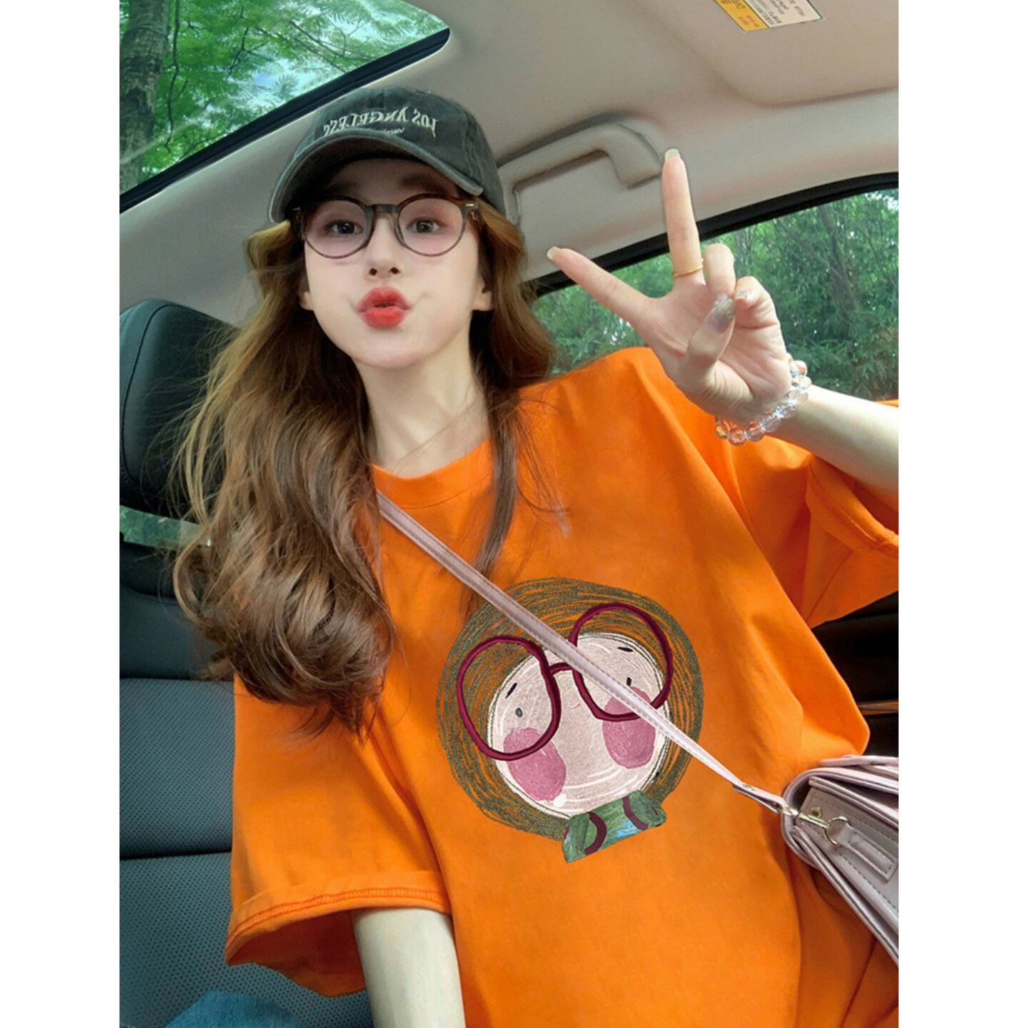 欧货洋气卡通短袖t恤女2026新款夏季美式复古设计感宽松百搭上衣 - 实物图