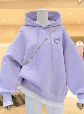 素手挽歌加厚宽松棉连帽卫衣女