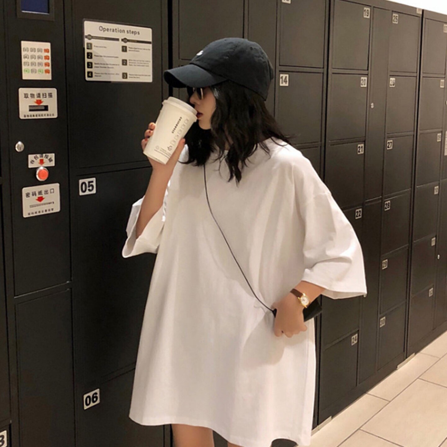 2026新款白色t恤女短袖夏季纯棉韩版慵懒宽松下衣失踪中长款上衣图片