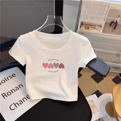 独特别致短袖 法式 辣妹上衣小个子 新款 爆款 高腰短款 t恤女2025夏季