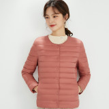 轻薄款羽绒服女2025年冬季新款圆领可变V领短款纯色羽绒服外套，女装羽绒服，岚润乐美服饰