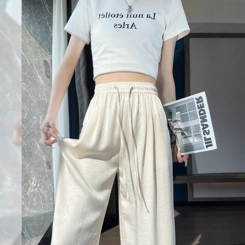 裤子杏色女垂感夏季风新中式小个子阔腿裤风高级感新款慵懒2025，商品下架区商品下架区，岚润乐美服饰