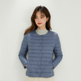 轻薄款羽绒服女2025年冬季新款圆领可变V领短款纯色羽绒服外套，女装羽绒服，岚润乐美服饰