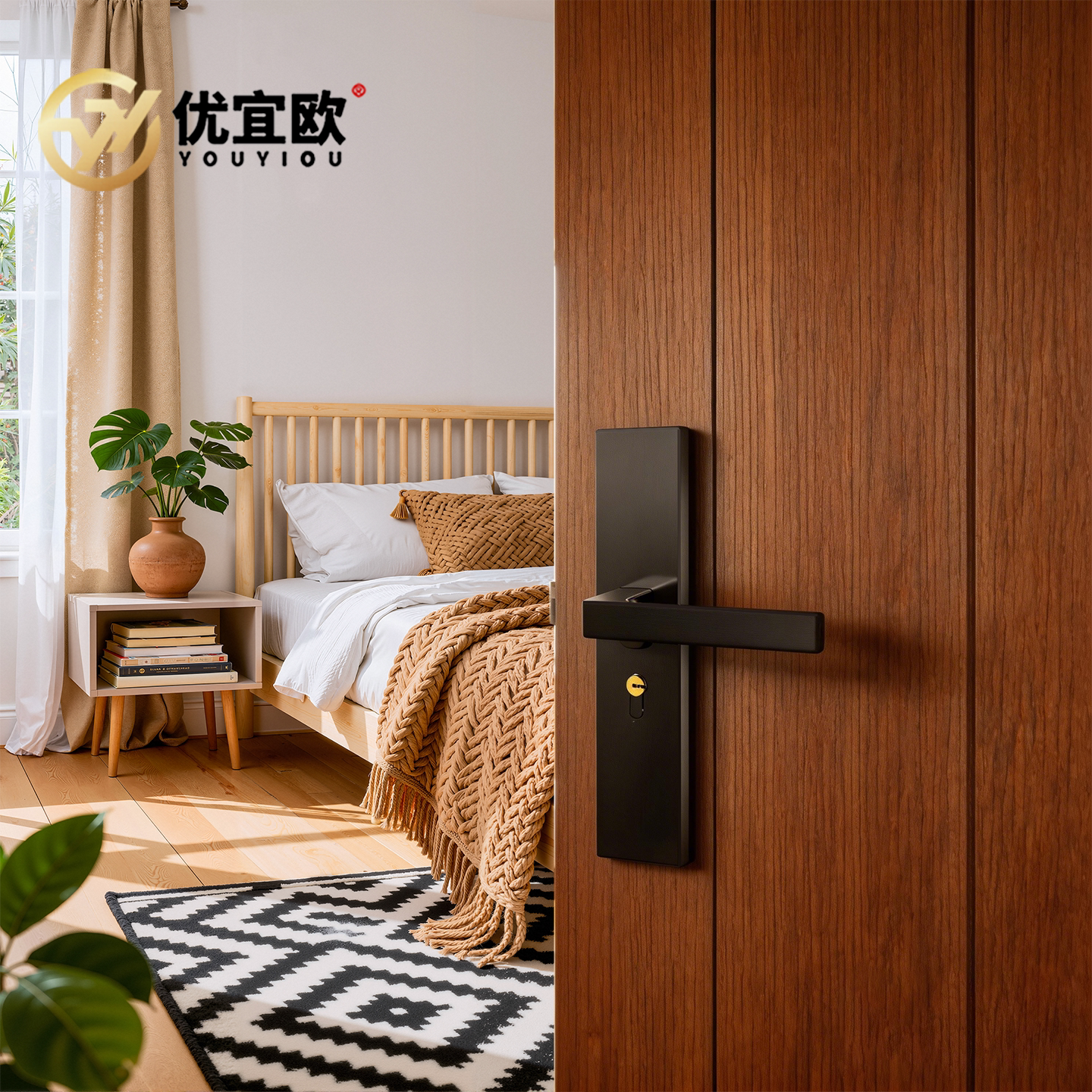 磁吸室内门锁双锁舌静音图片