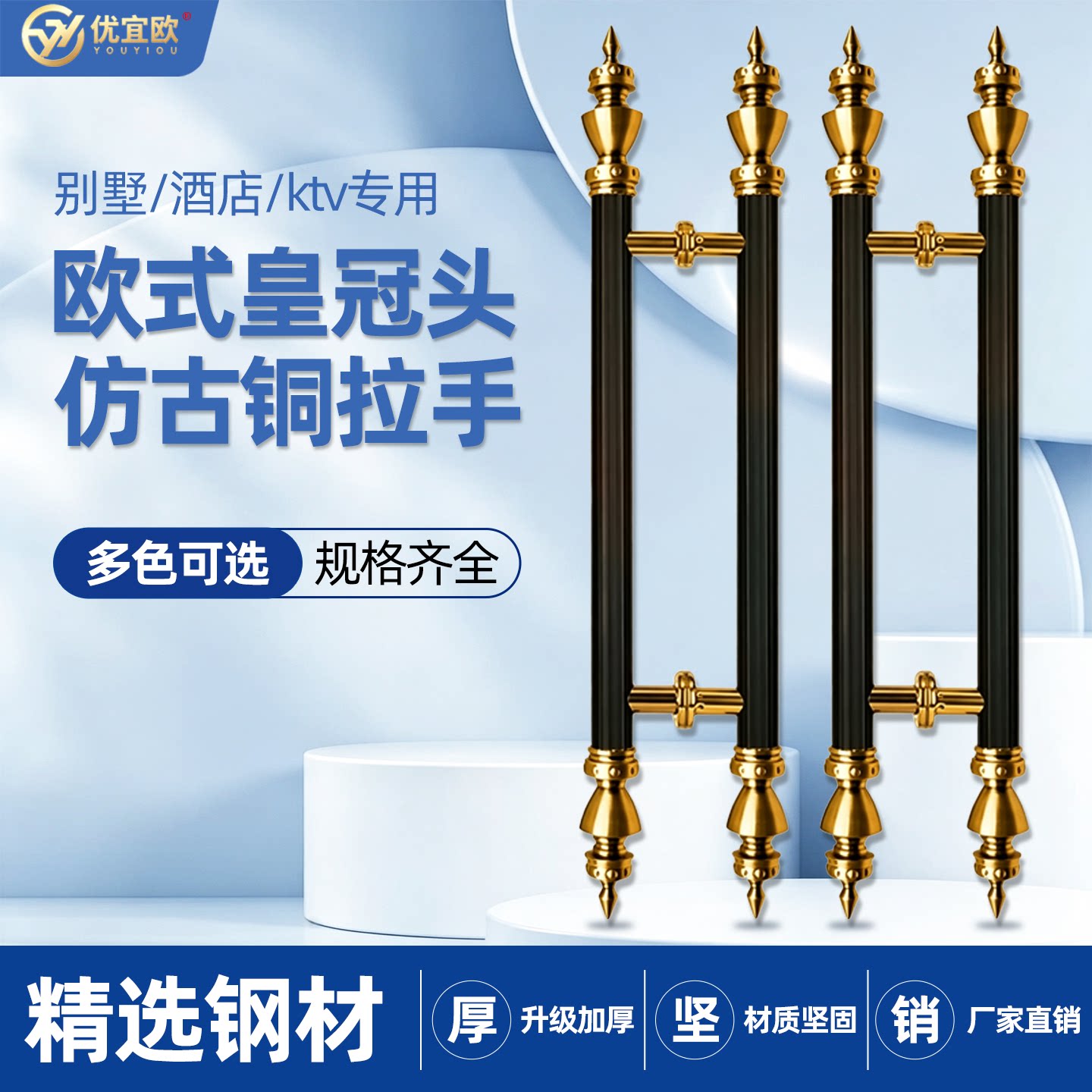 欧式复古仿古铜金玻璃门木门把手图片