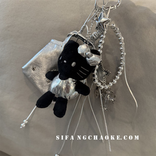 甜酷银色可爱立体KT公仔包包挂件书包装饰挂链韩系ins风车钥匙扣