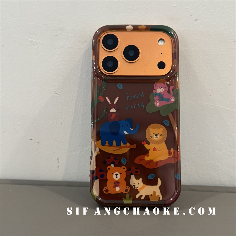 秋冬新款狮子棕色卡通涂鸦适用iPhone17ProMax手机壳16/15/14/16PM套14P壳