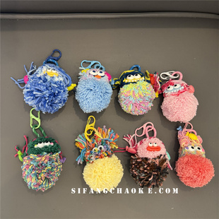毛绒球球彩色秋冬车钥匙扣链条手机壳挂绳书包挂饰耳机套挂链