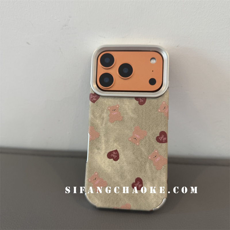 爱心红色小熊浅色牛仔适用iPhone17ProMax手机壳15/14/16Pro套16PM壳
